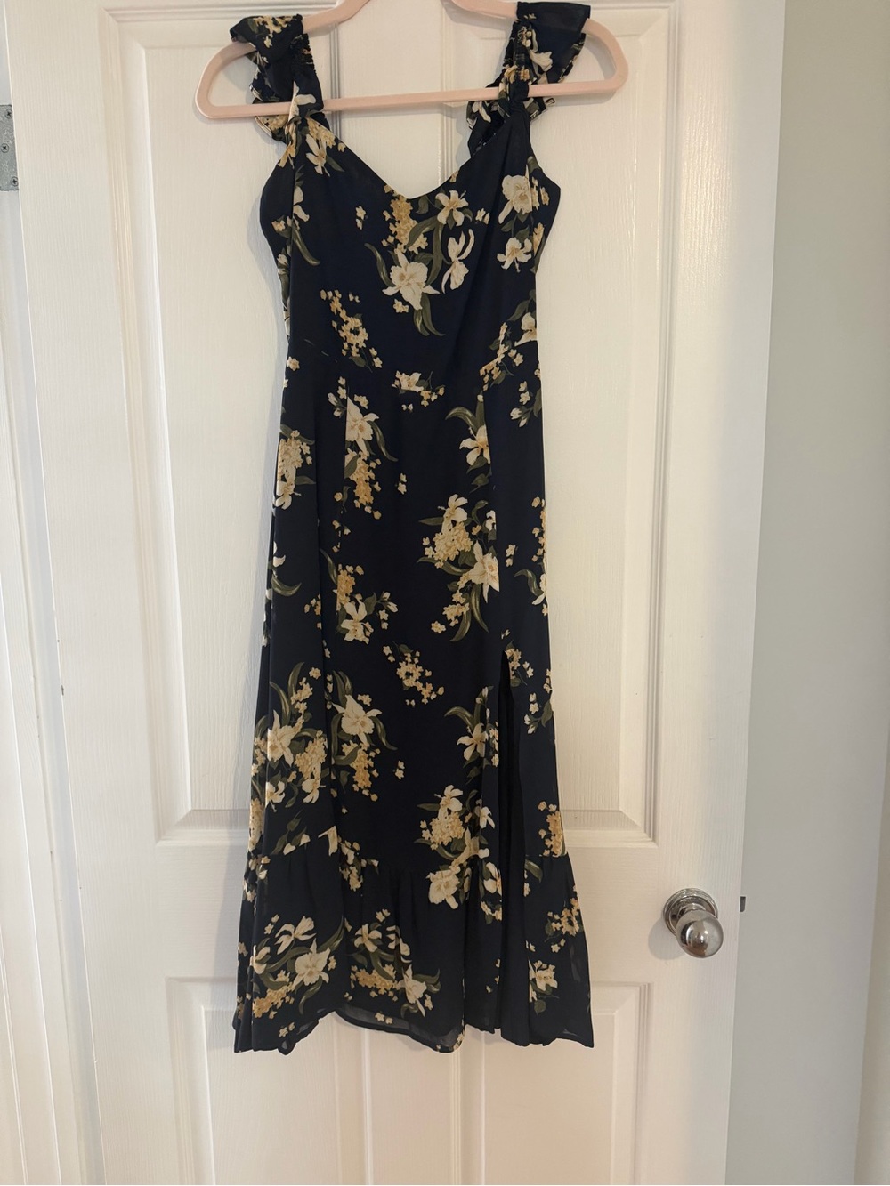 Reformation Navy Floral Midi Dress